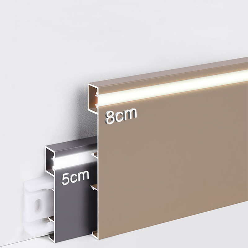 Rodapi&eacute; de aleaci&oacute;n de aluminio LED de 80*9 mm