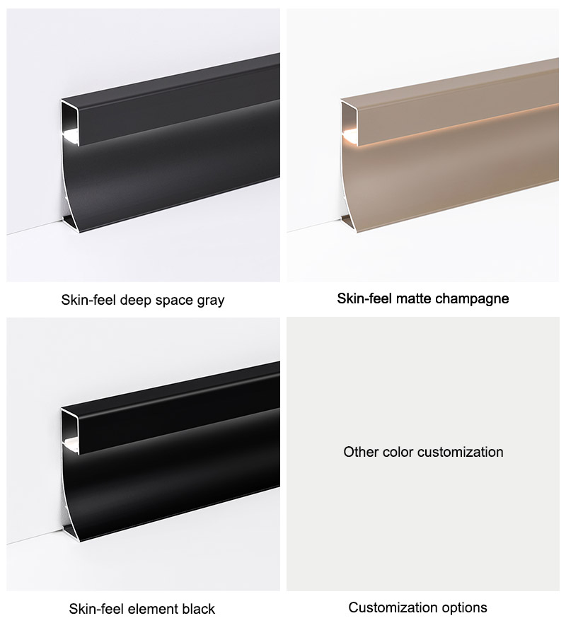 Rodapi&eacute; de aluminio LED de 50*9 mm