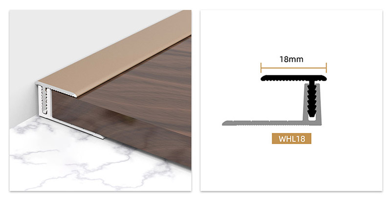 Borde de piso de aleaci&oacute;n de aluminio de un solo lado en forma de T de 18 * 11,3 mm