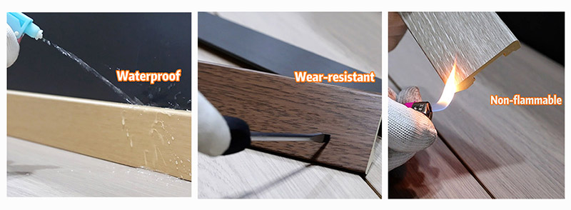 Rodapi&eacute; con clip de PVC macizo de 60 x 12 mm