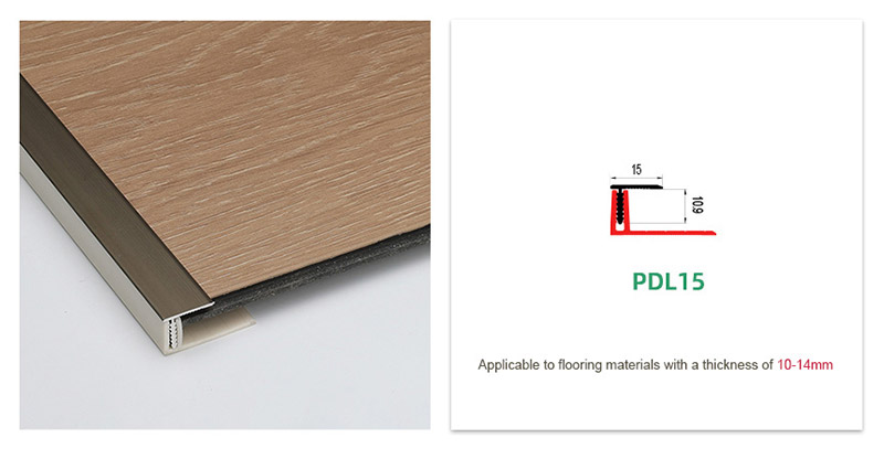 Tira de transici&oacute;n de juntas de piso con moldura en T desplazada