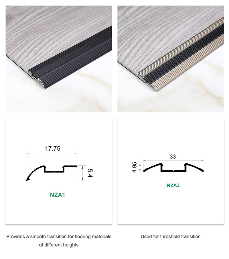  Barra de umbral antideslizante de aluminio con inserto de goma