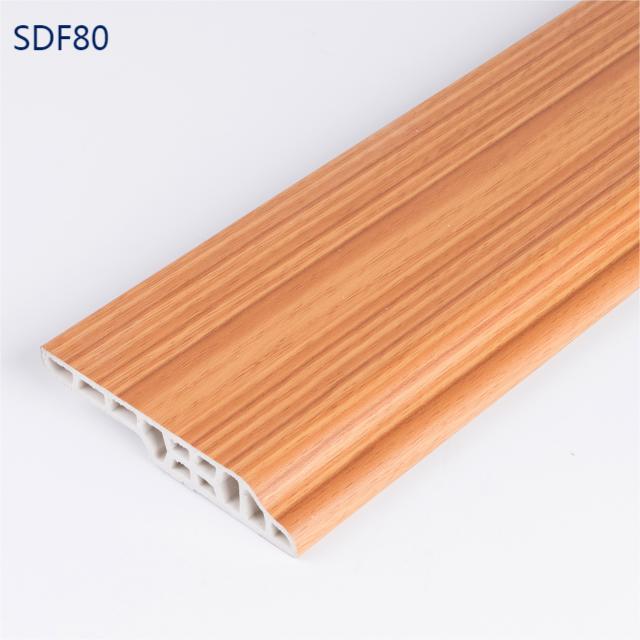 Rodapiés de PVC de grano de madera a prueba de agua de 8 cm para decoración del hogar-SDF80