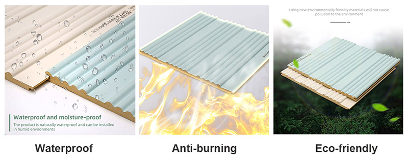 Panel de pared estriado s&oacute;lido curvo de 164 * 7,8 mm