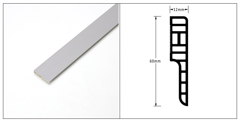 Rodapi&eacute; SPC impermeable de 60*12 mm
