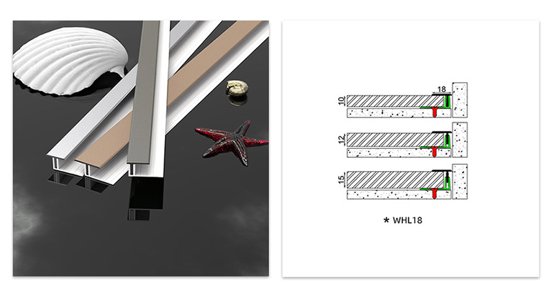 Borde de piso de aleaci&oacute;n de aluminio de un solo lado en forma de T de 18 * 11,3 mm