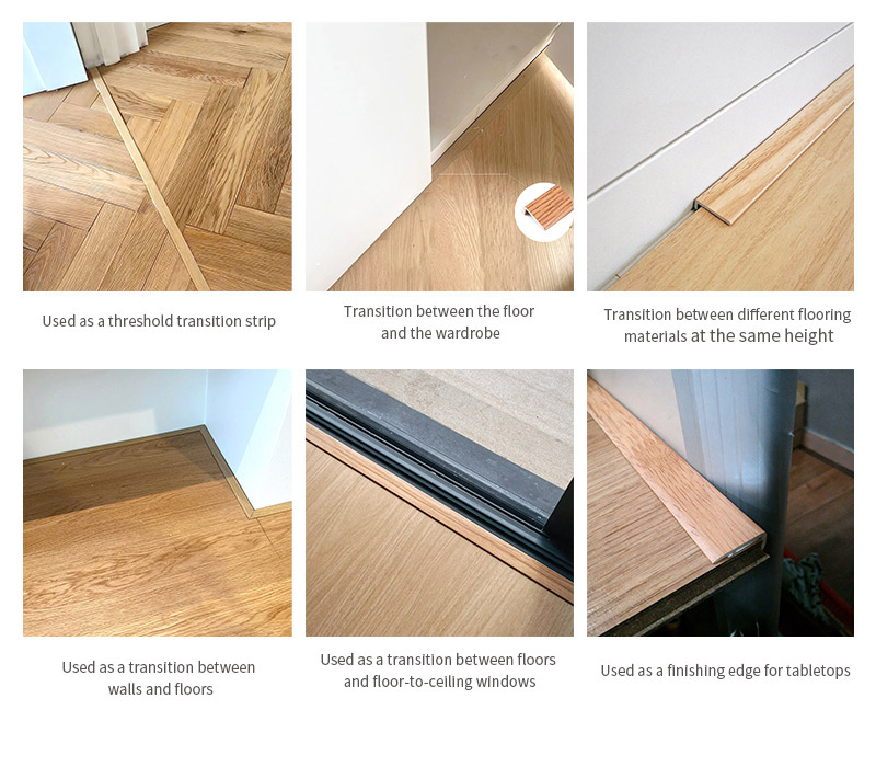 Tiras de borde para pisos laminados en forma de L de PVC