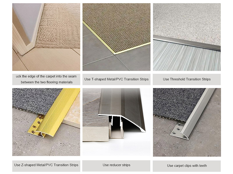 ¿Cuál es la mejor manera de hacer la transición entre alfombra y baldosas?