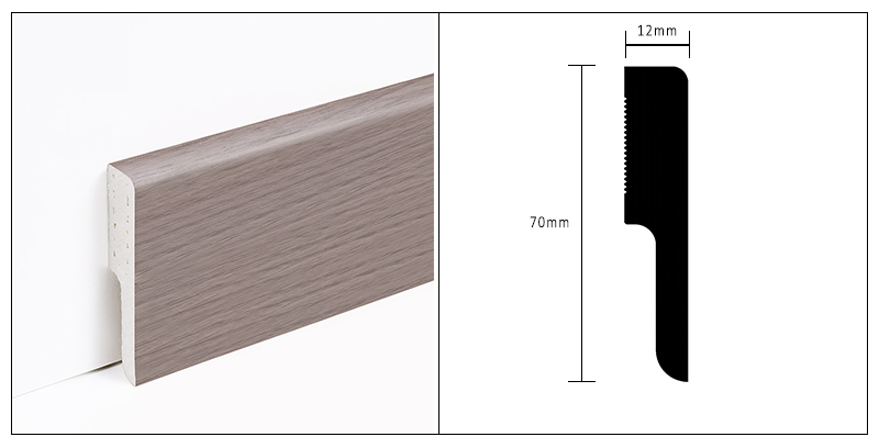 Rodapi&eacute; de PVC macizo de 60*12 mm