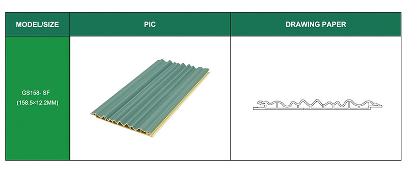 Panel de pared WPC con forma de onda de arco interno de 158 * 12 mm