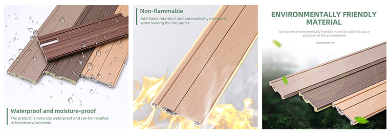 Tablero de Kirting de clavos ocultos WPC de 75 * 14 mm