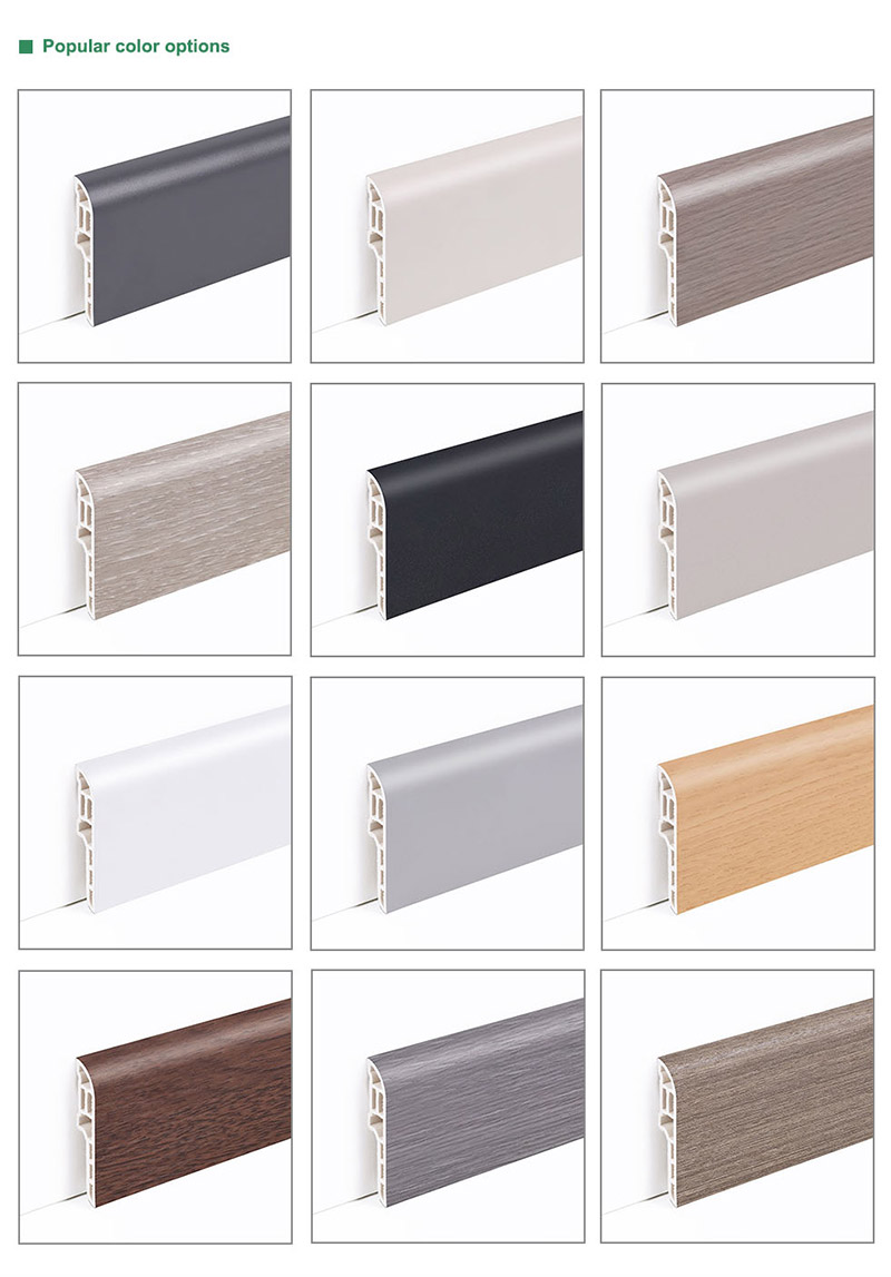 Rodapi&eacute; tipo l&aacute;piz de PVC de 60*13 mm