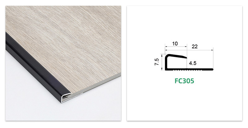 Tira de transici&oacute;n de piso con tapa cuadrada de aluminio