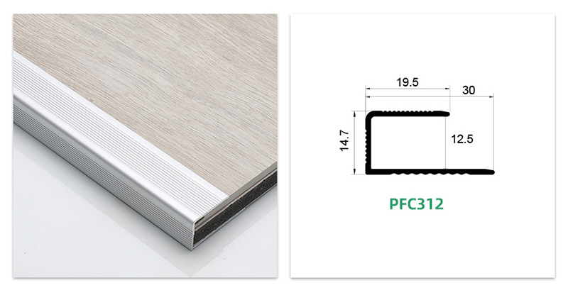 Borde de piso de aluminio en forma de C