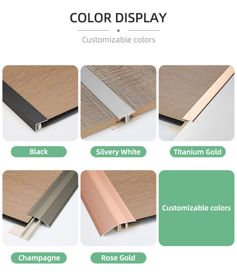 Moldura en T compensada de aluminio embellecedor de caja deslizable