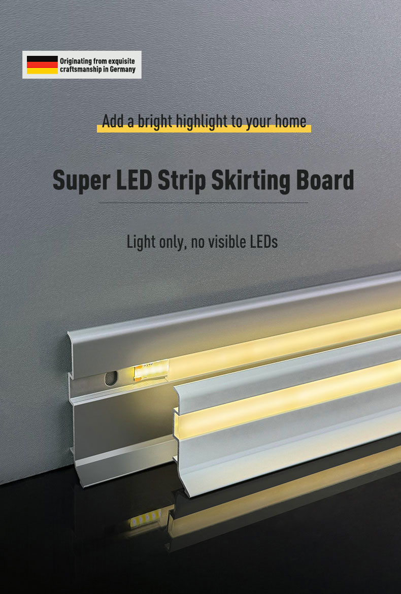 Rodapié flexible LED PVC WPC decoración de pared tira autoadhesiva para decoración del hogar DIY