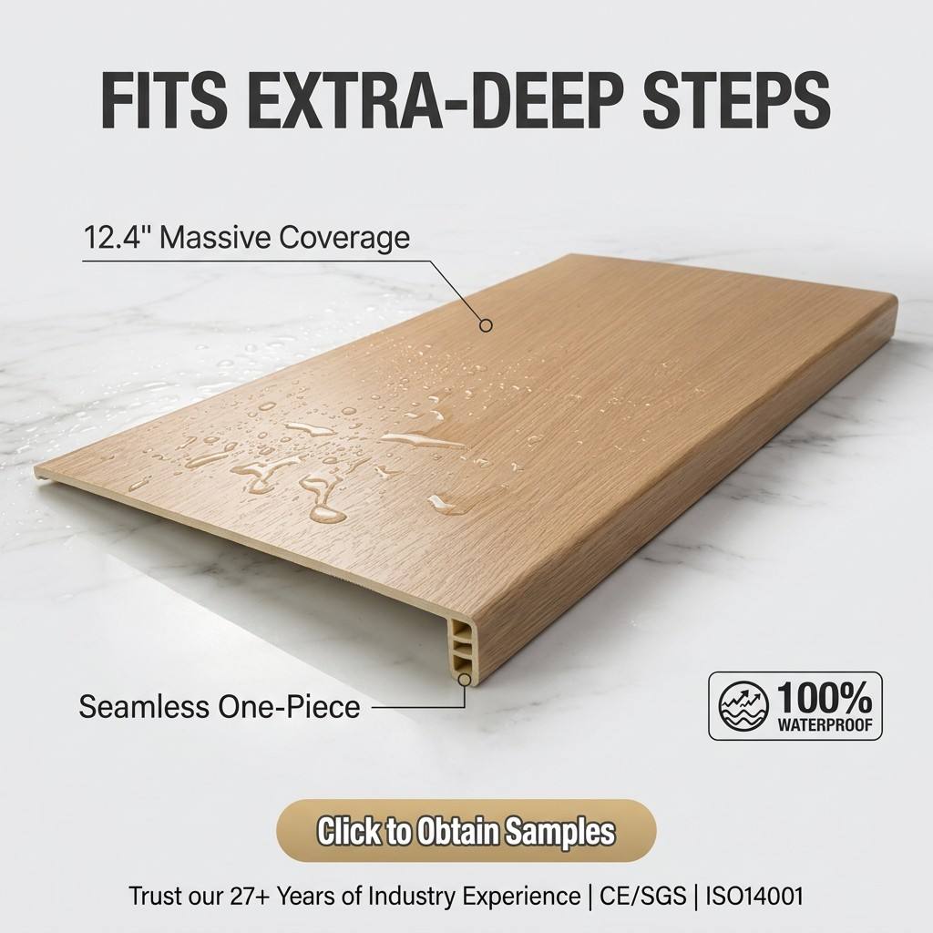 Pisada de escalera completa SPC resistente al agua, peldaño de una pieza sin costuras de 12'x47' para remodelación del hogar