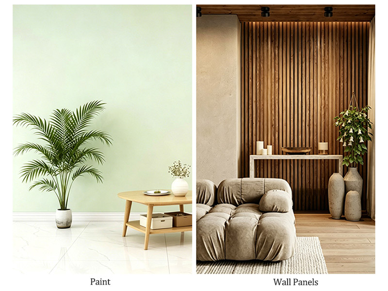 Comparaci&oacute;n de paneles de pared y pintura
